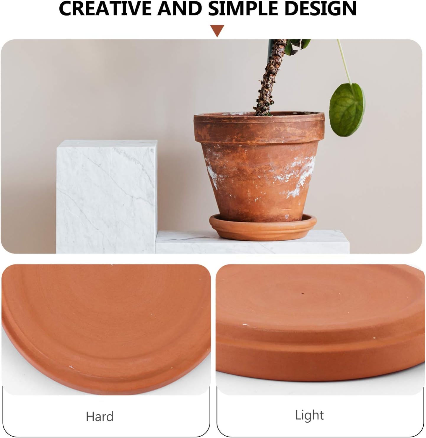 HEMOTON 5Pcs Plant Pot Saucers Square Drainage Trays 4.33X4.33X0.98In Lightweight Durable Flowerpot Mat Holder for Indoor Outdoor Garden Office - Image 3