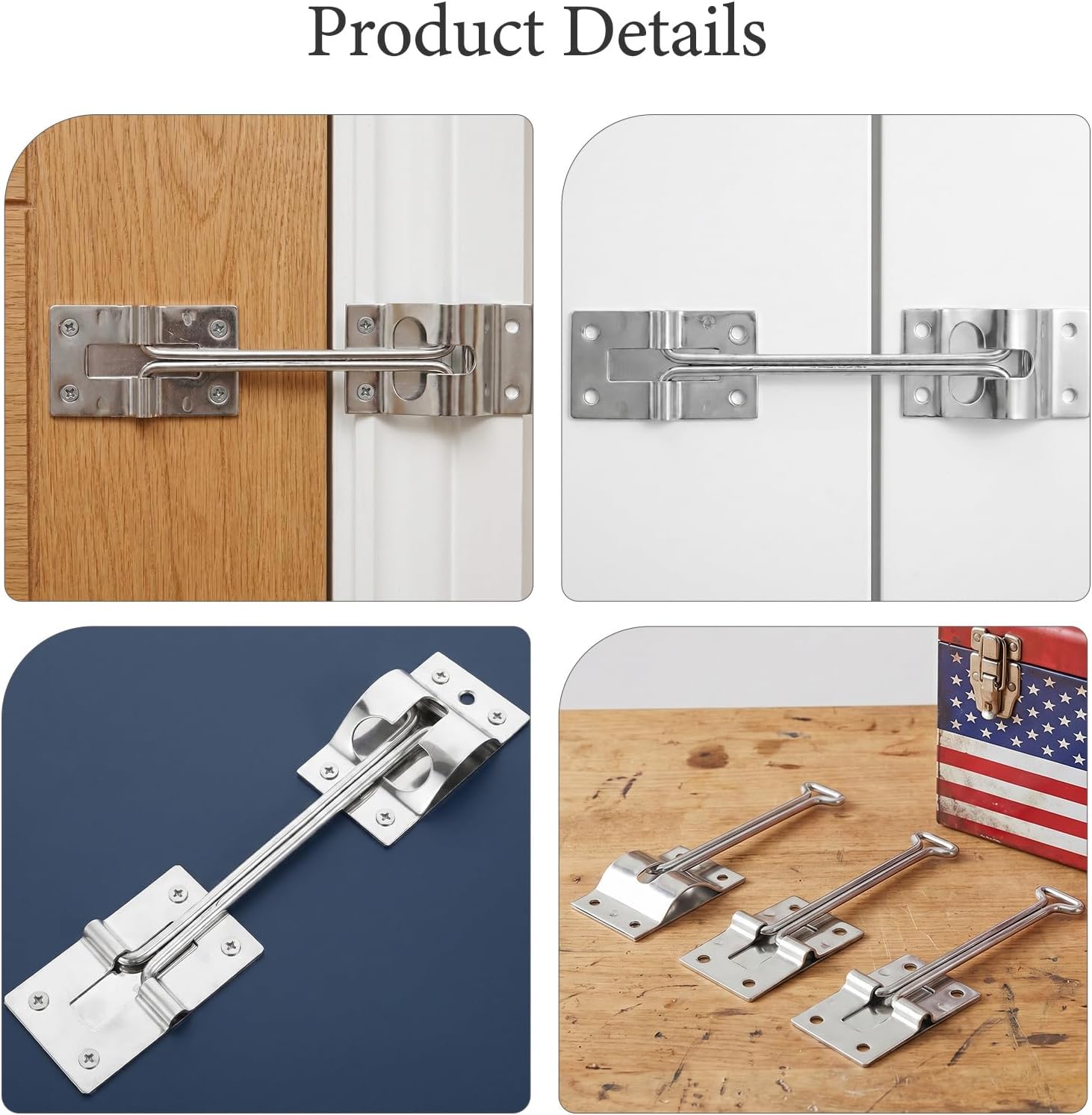 3pcs RV Door Latch - 6" T-Style Entry Door Holder Catch for Trailer Camper Cargo Hatch - Metal Hook & Keeper for Secure Hold & Open - RV Accessories