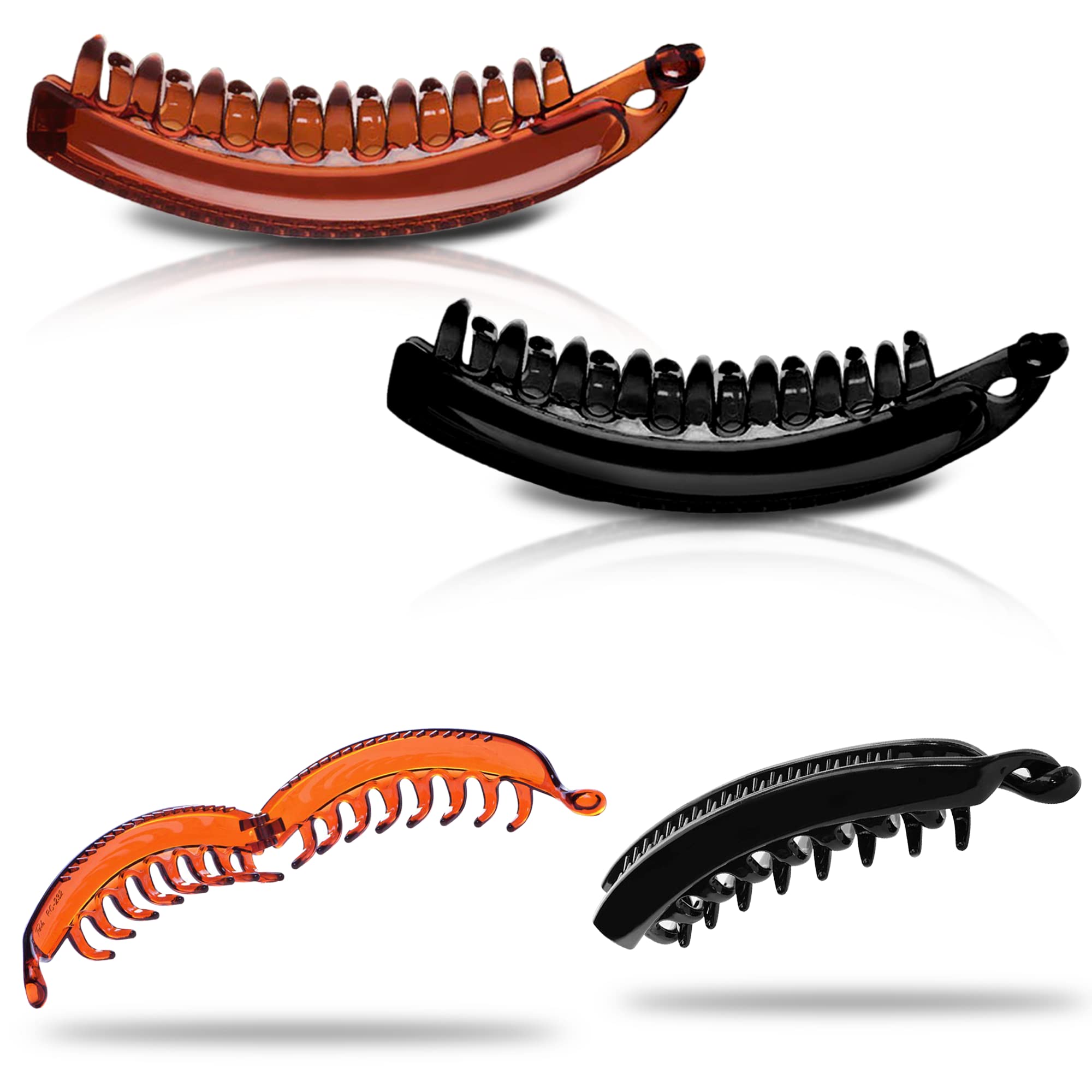 Sanas (2Pcs) Banana Hair Clip Fishtail Hair Clips For Women Fancy Korean Hair Clips French Snap Clip Fish Claws Ponytail Holder (2Pcs) (Assorted)