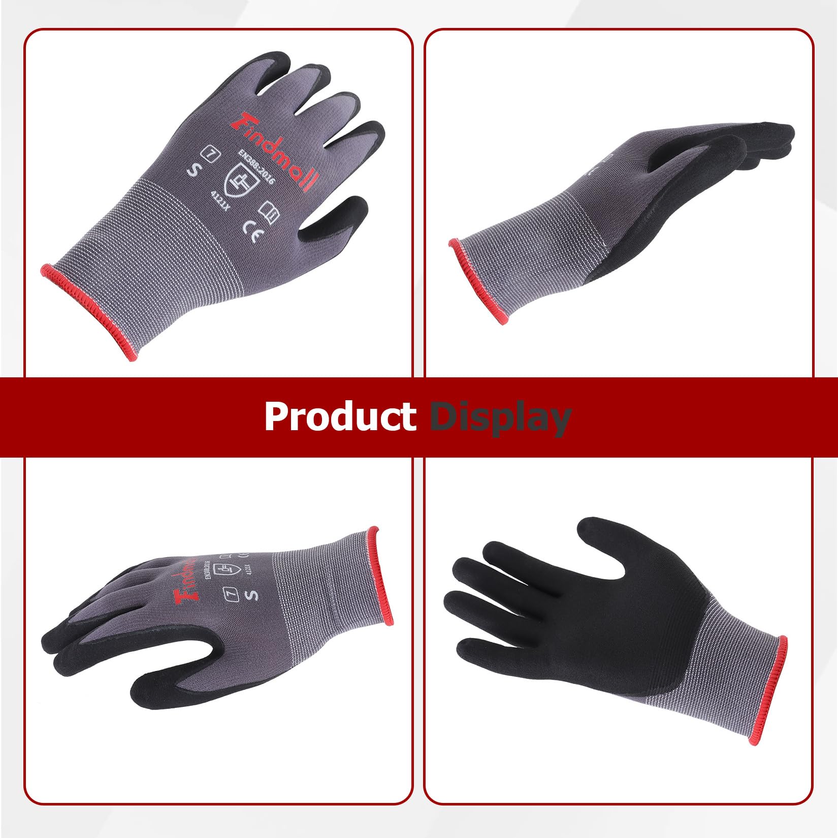3 Paar kleine Arbeitshandschuhe, Nahtlose Strickhandschuhe, Gartenhandschuhe für Damen und Herren, geeignet für Lagerhaltung und Logistik, Baustellen, Gartenbau und Pflanzarbeiten