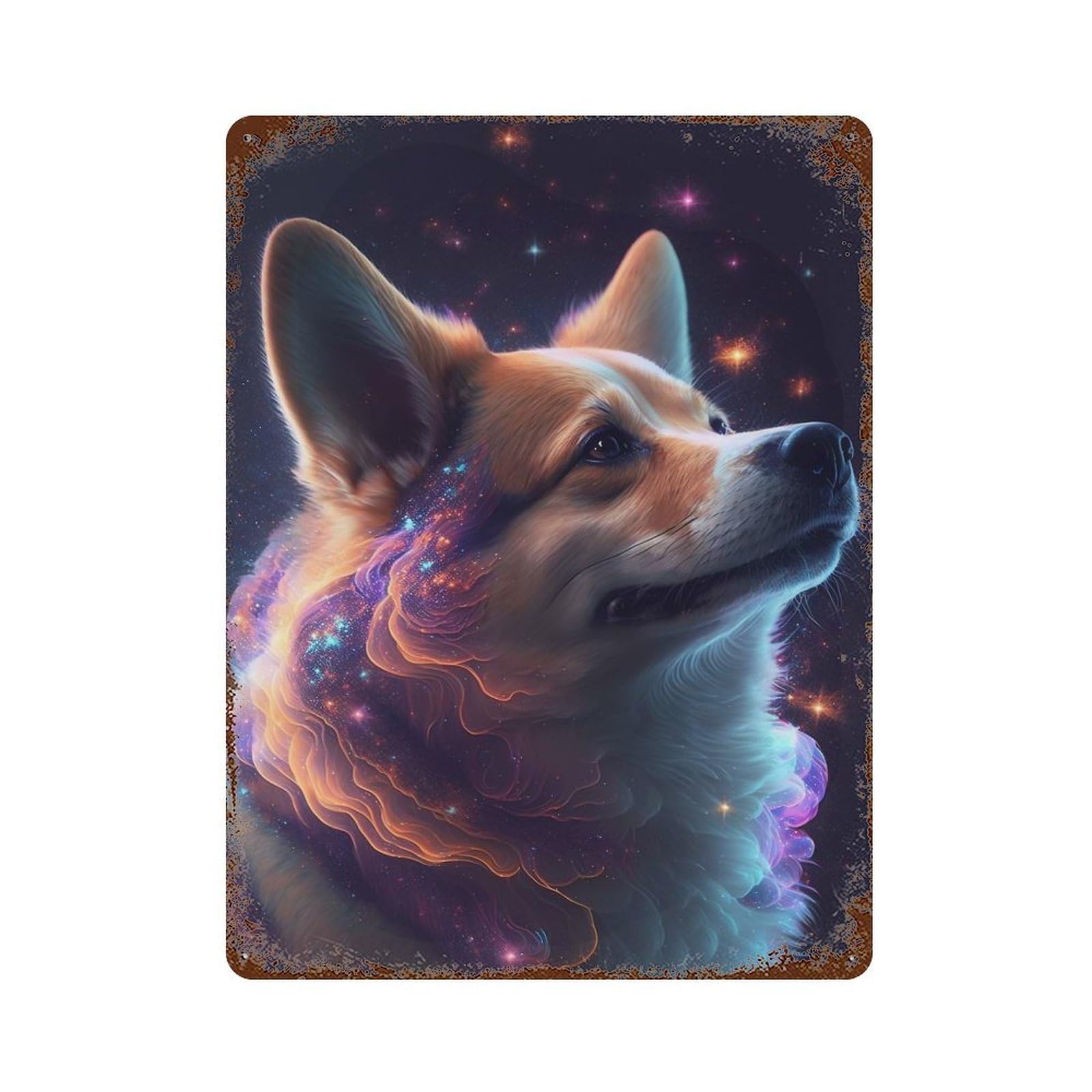 Galaxy Shiba Inu Doge Rusty Metal Tin Sign 15.7"x11.8", for Living Room, Hallway And Home Decor, Old School Wall Decor