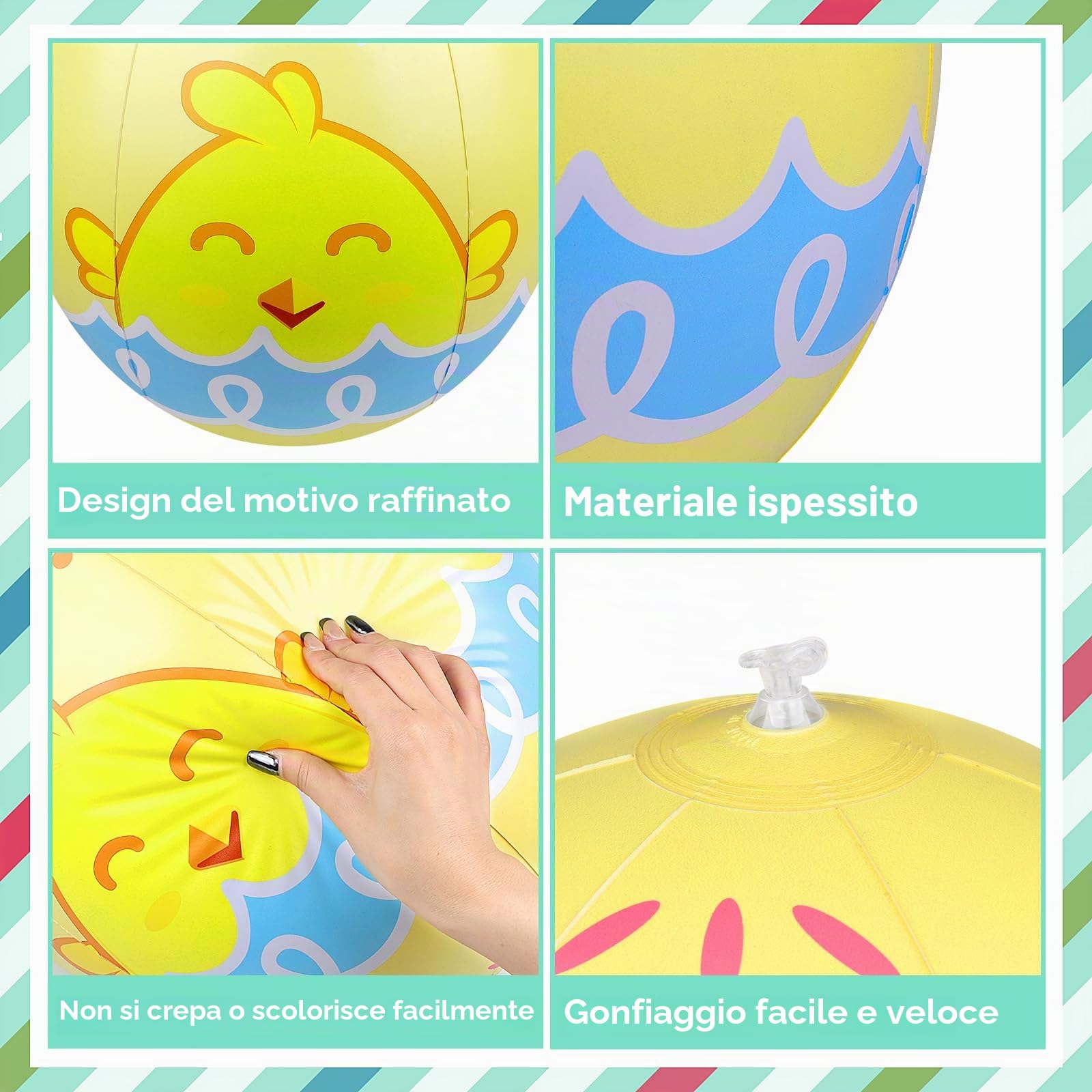 4 pezzi 60 CM Uova di Pasqua Gonfiabili All'aperto Uova di Pasqua gonfiabili in PVC Uovo di Pasqua gonfiabile per la caccia all'uovo, il giardino e le decorazioni all'aperto (4 Pezzi)