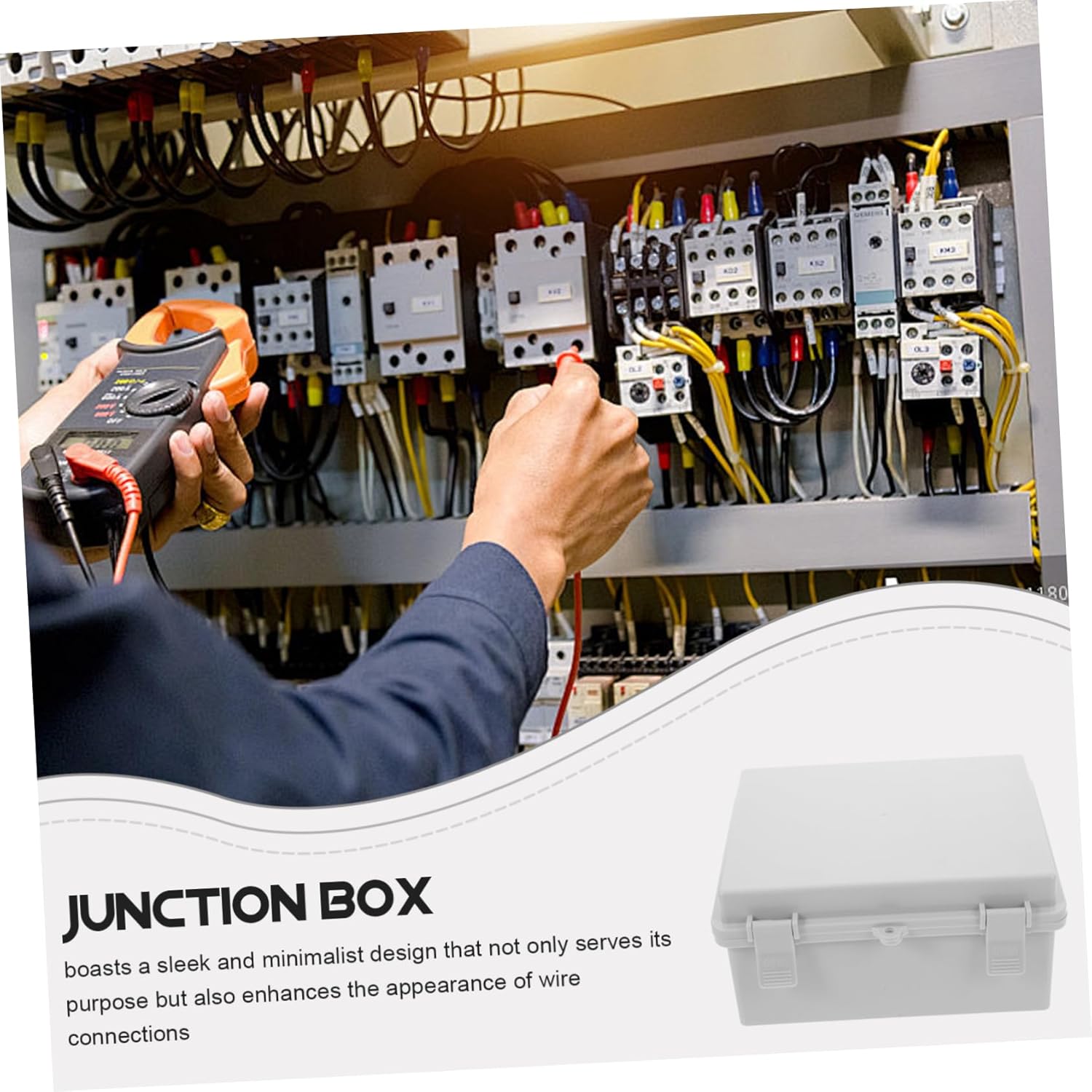 OUNONA 2pcs Electrical Junction Box with Lock Weatherproof Abs Enclosure for Outdoor Cable Protection Easy Installation Grey-White