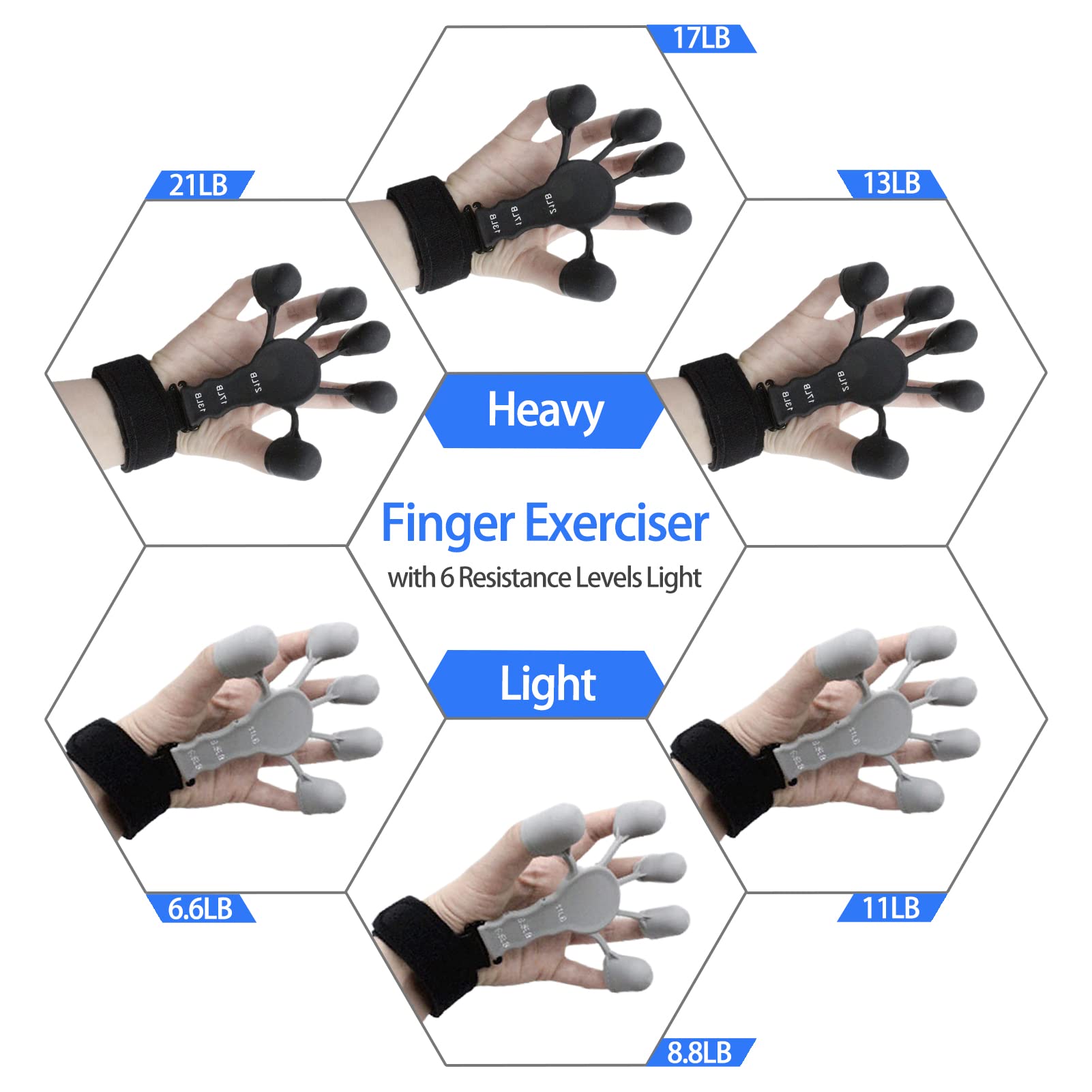 Appareil D'entraînement Portable Pour Les Doigts Filet D'exercice Pour Les Mains En Silicone 2 Niveaux De Résistance Pour La Force De Préhension Et L'exercice Rose, Bleu (2 Mm, 4 Mm