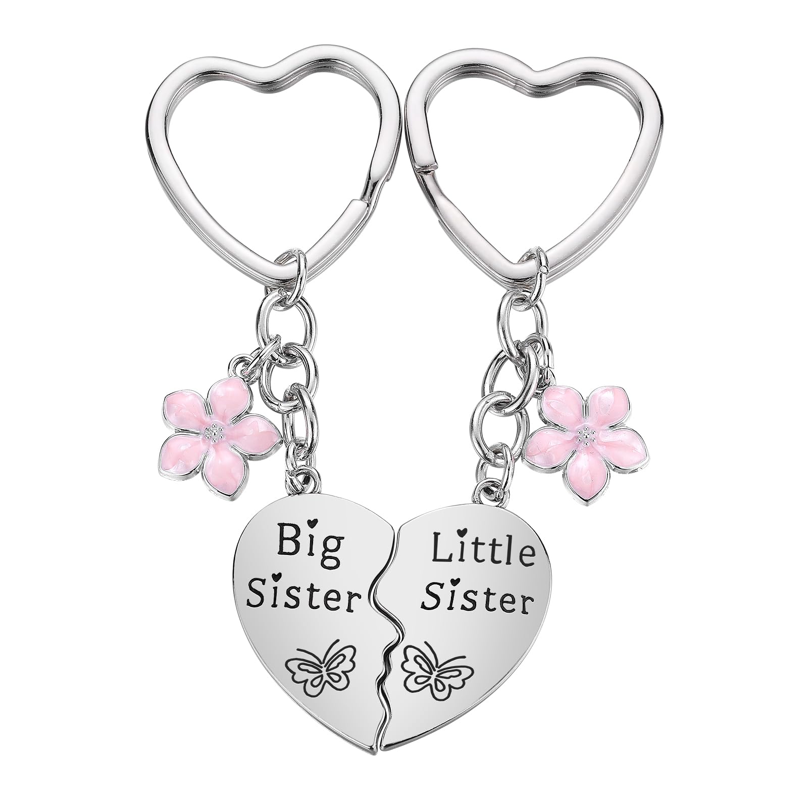 Lcbulu Sister Gifts from Sisters - 2PCS Big Little Sisters Matching Heart Keychain, Christmas Birthday Gifts for Sister