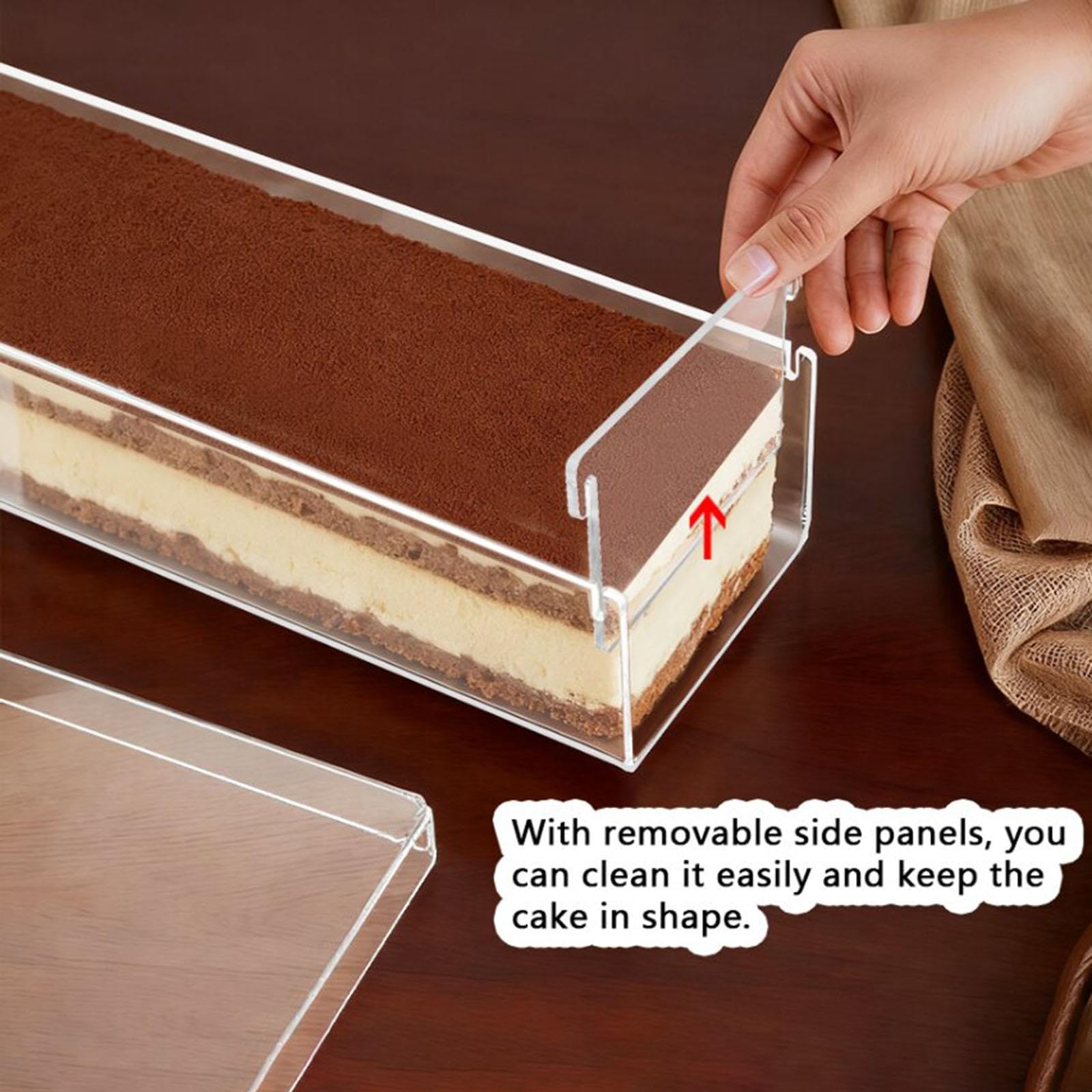 rockible Moule à gâteau Tiramisu, Moule à Tiramisu Rectangulaire En Acrylique Antiadhésif avec Couvercle Transparent, Idéal pour La Cuisine, Les Anniversaires, Les Pâtisseries et Les M