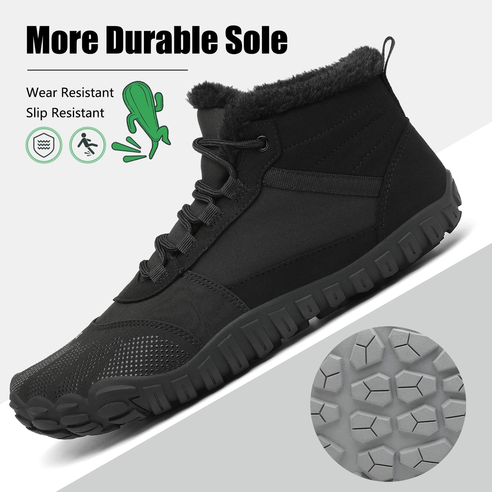SAGUARO Barefoot Stivali Invernali Impermeabile Uomo Caldo Scarpe Inverno Donna Trekking Sneaker Outdoor Impermeabile