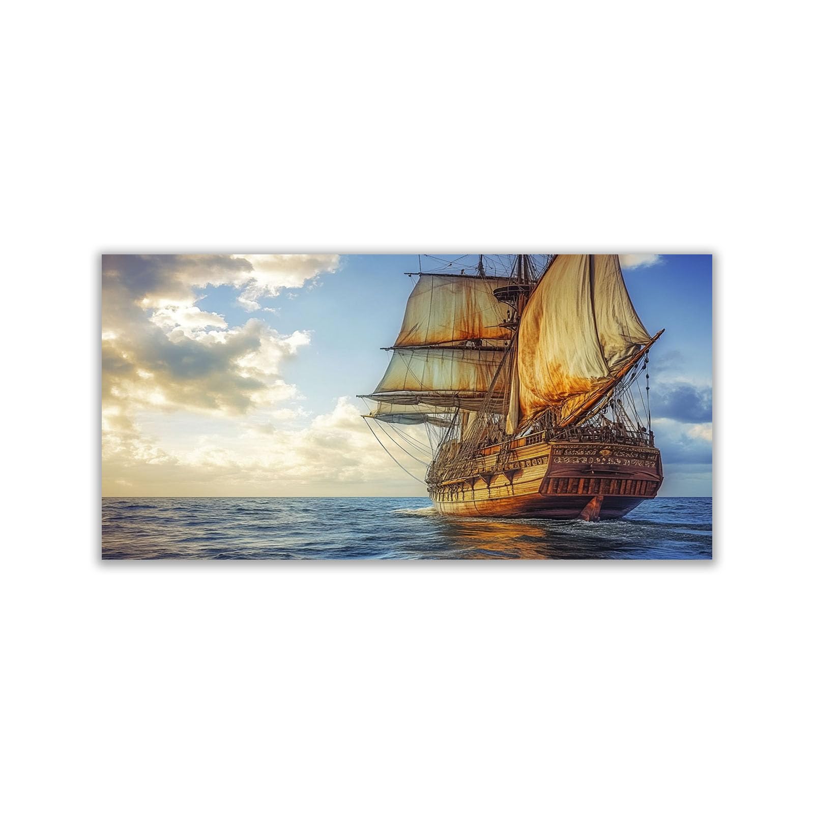 WIKEO Beach Pictures on Canvas Wall Art Ocean Landscape Painting Modern Prints Seaview Landscape Artwork - for Living Room Bedroom Home Office Wall Decoration(Brown 5)-70x140cm Unframed