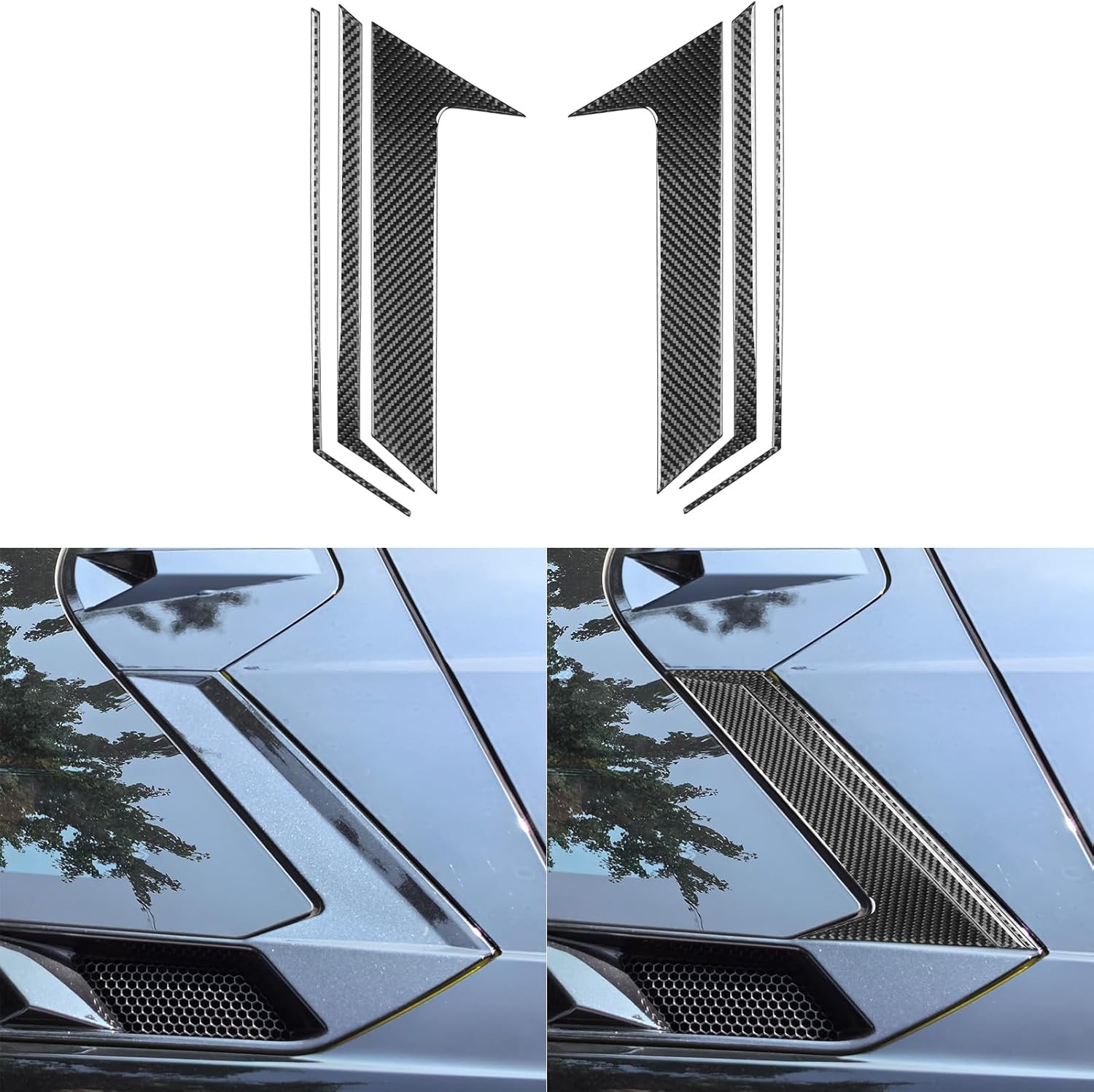 Compatible with C8 Corvette Accessories Real Carbon Fiber Thick Overlay Sticker Decal Car Taillight Cover Exterior Trim 4PCs Compatible with Stingray / Z06 E-Ray 2020-2025
