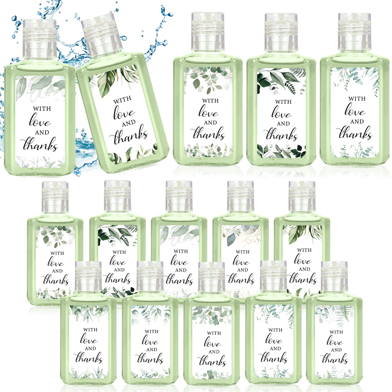 50 Pcs Eucalyptus Leaf Mini Hand Sanitizer Bulk Thank You Gift Favors Small Hand Sanitizer for Guest 1fl oz Travel Size Hand Soap Gift for Wedding and Baby Shower Supplies