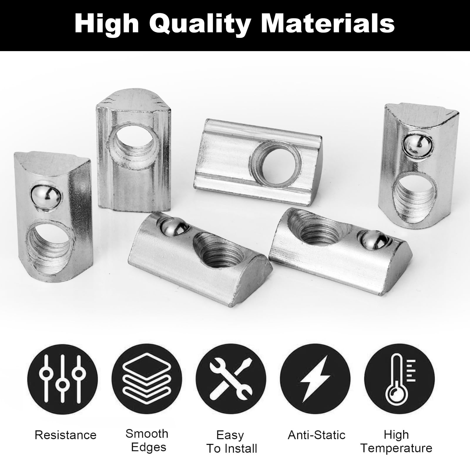 42PCS Tuerca de Ranura en T M8, Tuercas en T Juego de Tornillos Serie 40 M8 perfil de Aluminio Tuerca Deslizante de Acero al Carbono con Bola de Resorte para Perfil de Aluminio C Impresora