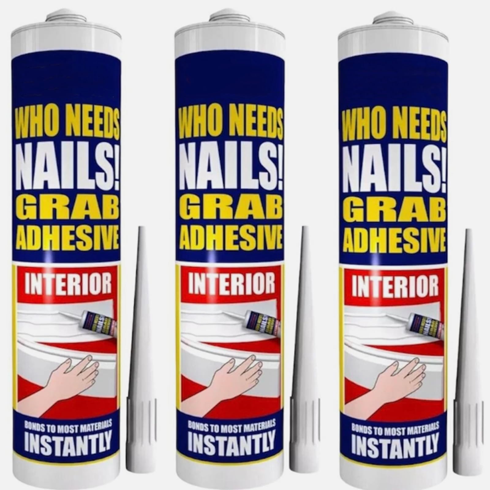 PaulStore 3Pc Strong Grab Adhesive No More Nails Interior Glue Tube Ready Mixed Instant