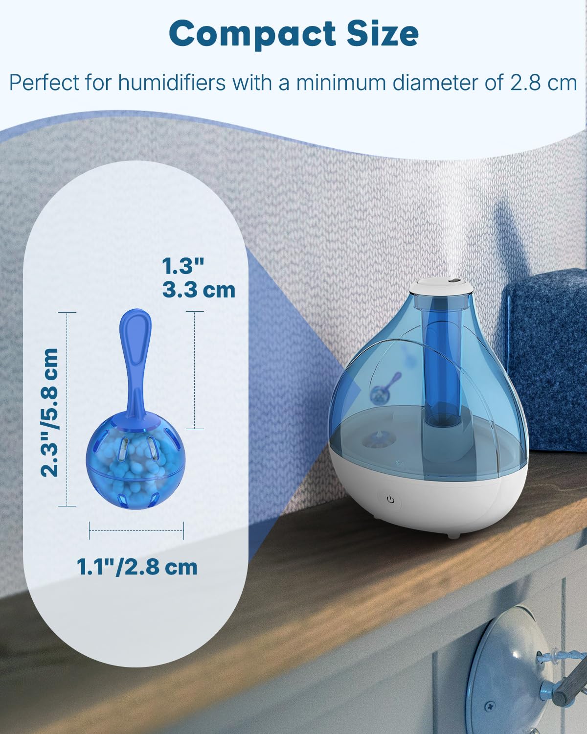 Pawfly Nettoyeur Humidificateur Balle Déméralisation pour Humidificateur et Aquarium Maison Bureau Purifier Eau Éliminer Poussière Blanche Prévenir Calcaire