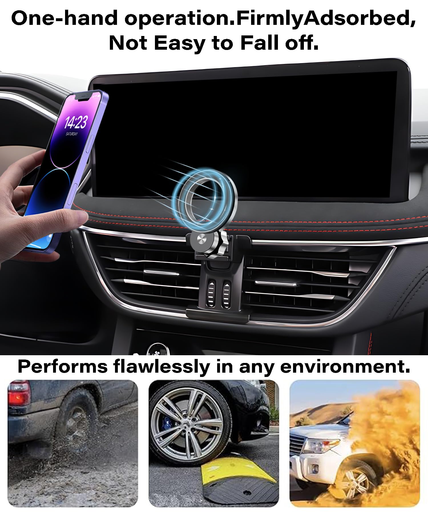 Samochodowy uchwyt na telefon do Ford Escape 2020-2024 Escape Hybrid akcesoria kompatybilne z MagSafe bez użycia rąk, obrót o 360 stopni, regulowany uchwyt na telefon komórkowy, nie