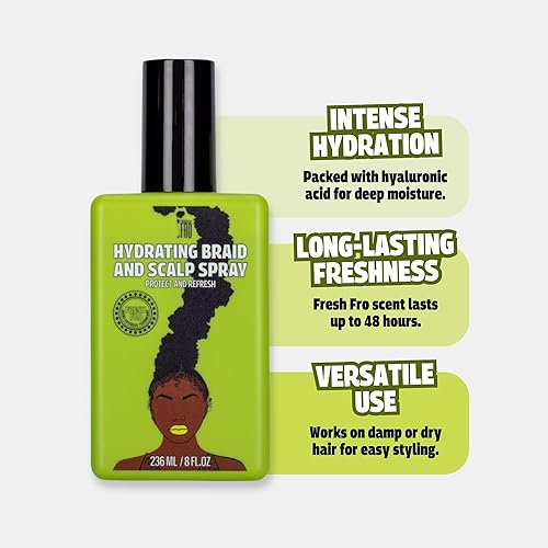 Miniatura 8 de Pardon My Fro Spray hidratante Braid & Scalp - Tratamiento hidratante para la salud del cuero cabelludo para cuero cabelludo seco y con picazón,