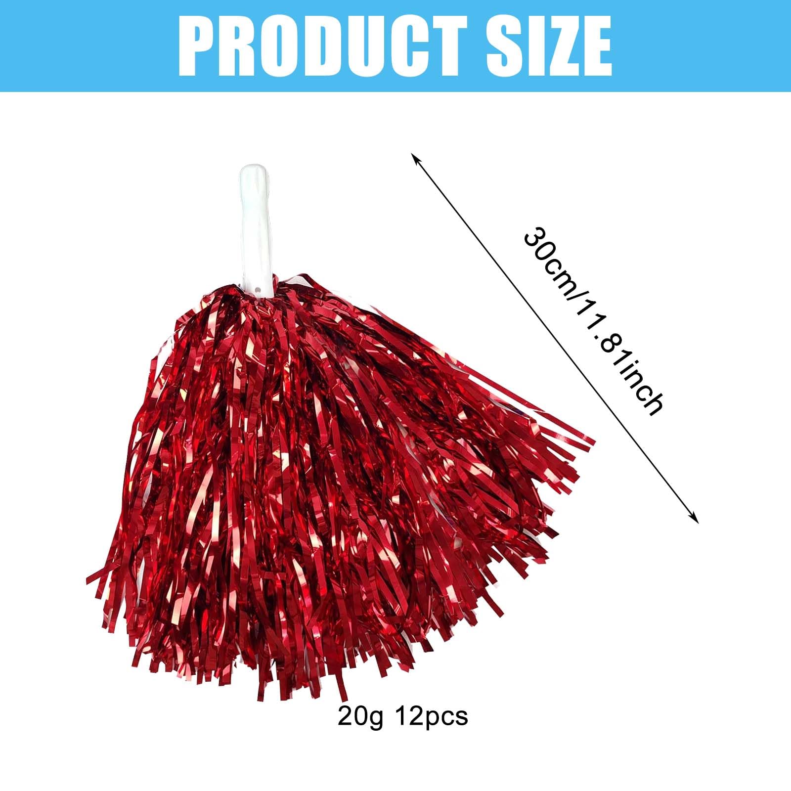 Pompones de animadora rojos Leikurvo 12 piezas para deportes, bailes y fiestas
