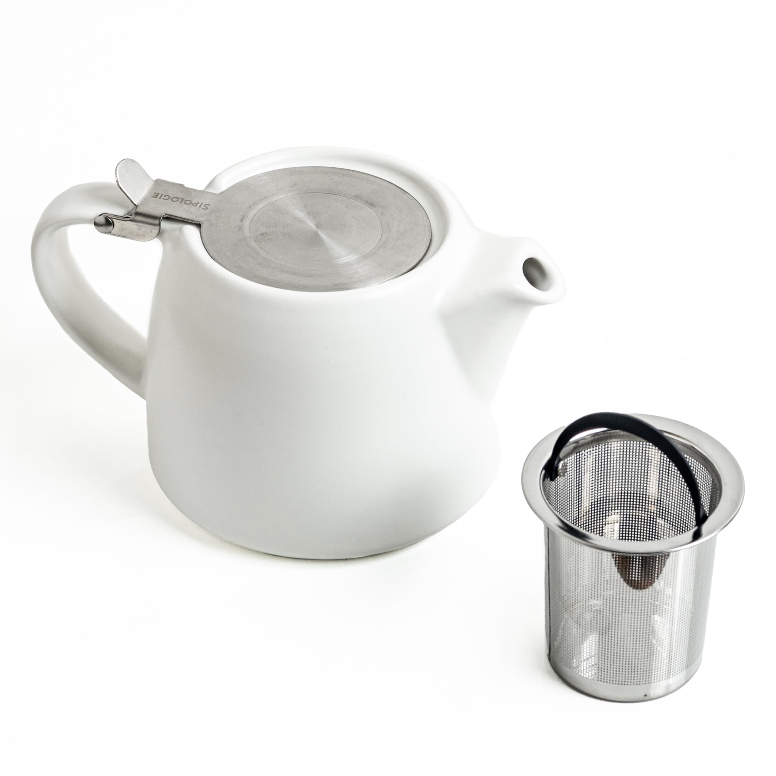 Glenburn Tea Direct I Sipologie Ceramic Teapot Kettle with Infuser – Loose-Leaf, Herbal, Green Tea Maker – High Fired, Finely Glazed Ceramic with Fine Mesh Stainless-Steel Infuser, Green, 400ml