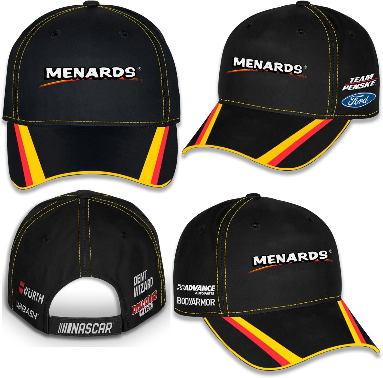 Checkered Flag Sports Ryan Blaney #12 NASCAR 2025 Adult Uniform Pit Sublimated Black Adjustable Hat