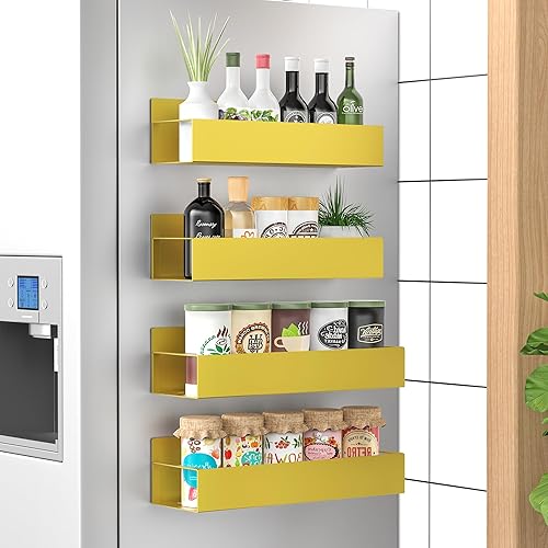 Miniatura 31 de Paquete de 4 Organizadores Magnéticos de Almacenamiento de Especias para Refrigerador y Horno, Organizadores y Almacenamiento Gris para Nevera