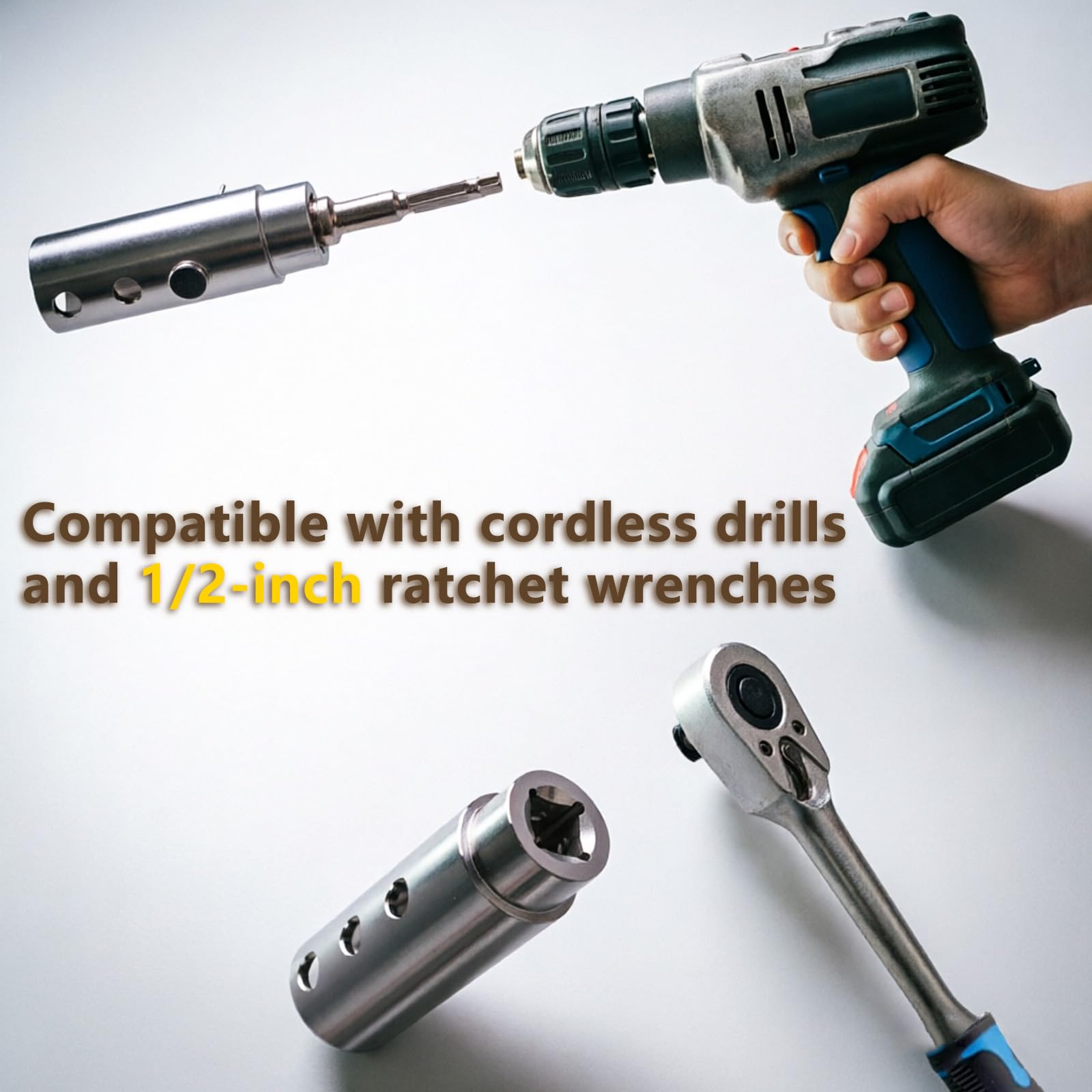 Trailer Jack Drill Adapter Compatible1 Inch Drive Shaft Heavy Duty Stainless Steel Power Jack Tool with 1/2" Socket Bit, Fits RV Camper,Construction Trailers — Amazon image 5