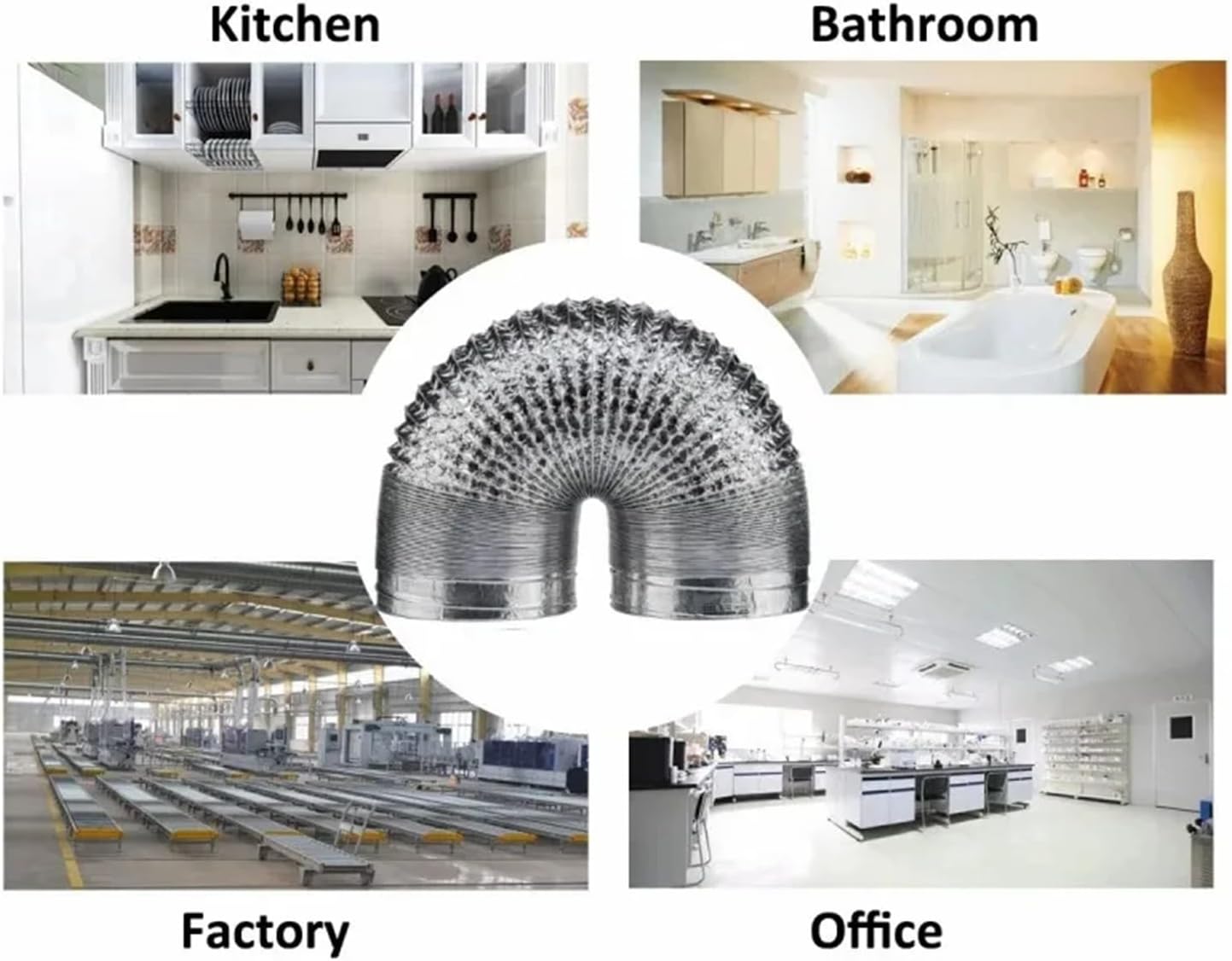 80/100/120/150/200 Mm Encrypted Aluminum Foil Ventilation Pipe Scalable Smoke Tube Kitchen Outlet Bathroom Exhaust Fan Hose(100 x 3M)