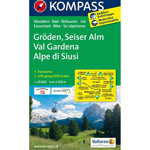 Gröden: Seiser Alm / Val Gardena: Alpe di Siusi: Wanderkarte mit Radtouren und alpinen Skirouten. GPS-genau. 1:25000 (KOMPASS Wanderkarte, Band 76)