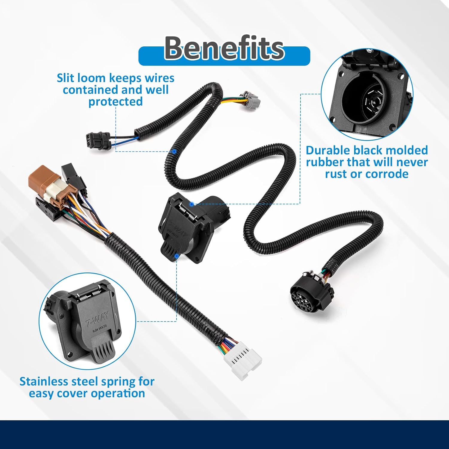 Wsays 7-Way RV Blade Trailer Wiring Harness Plug & Play Compatible with Nissan Xterra 09-13 Fit Pathfinder 05-12 Fit Frontier 05-25 Fit Suzuki Equator 09-12