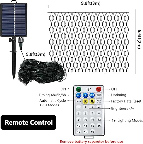 Miniatura 8 de Curyidy Red solar de luces de malla para exteriores, decoraciones de Navidad, cadena de 200 LED, impermeable, 19 modos para arbustos, vallas,