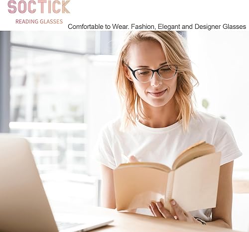 Miniatura 9 de Lentes de lectura de ojo de gato para mujer, bloqueo de luz azul, lectores para mujer de 2.75 pulgadas con bisagras de resorte cómodas, anteojos de