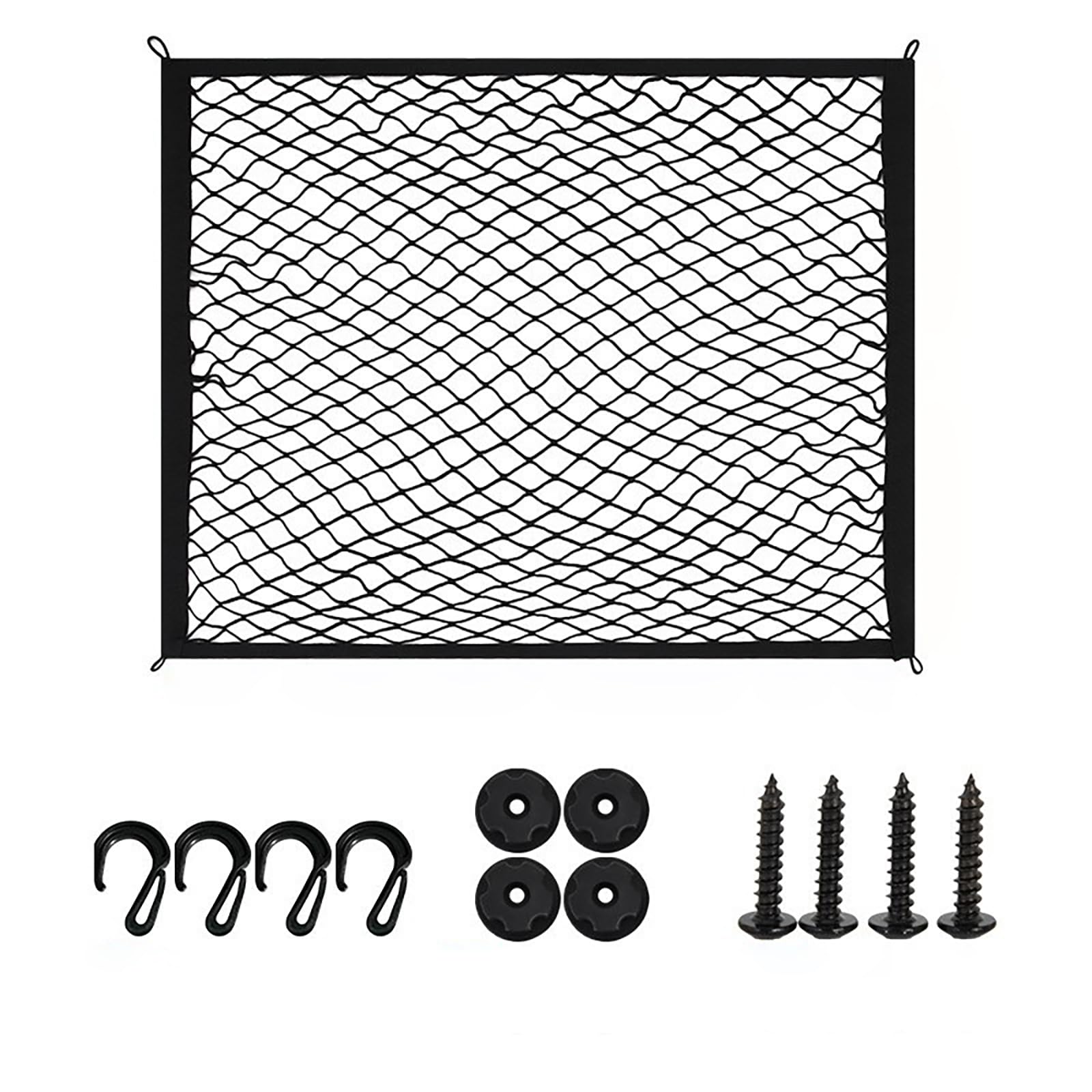 Car Boot Cargo Net for Acura RDX 2006-2020 2021 2022 2023 2024 2025 YD2, Elastic Trunk Organizer Netting with Hooks and Screws, Heavy Duty Mesh Luggage Storage Holder for Cars, SUVs and Vans