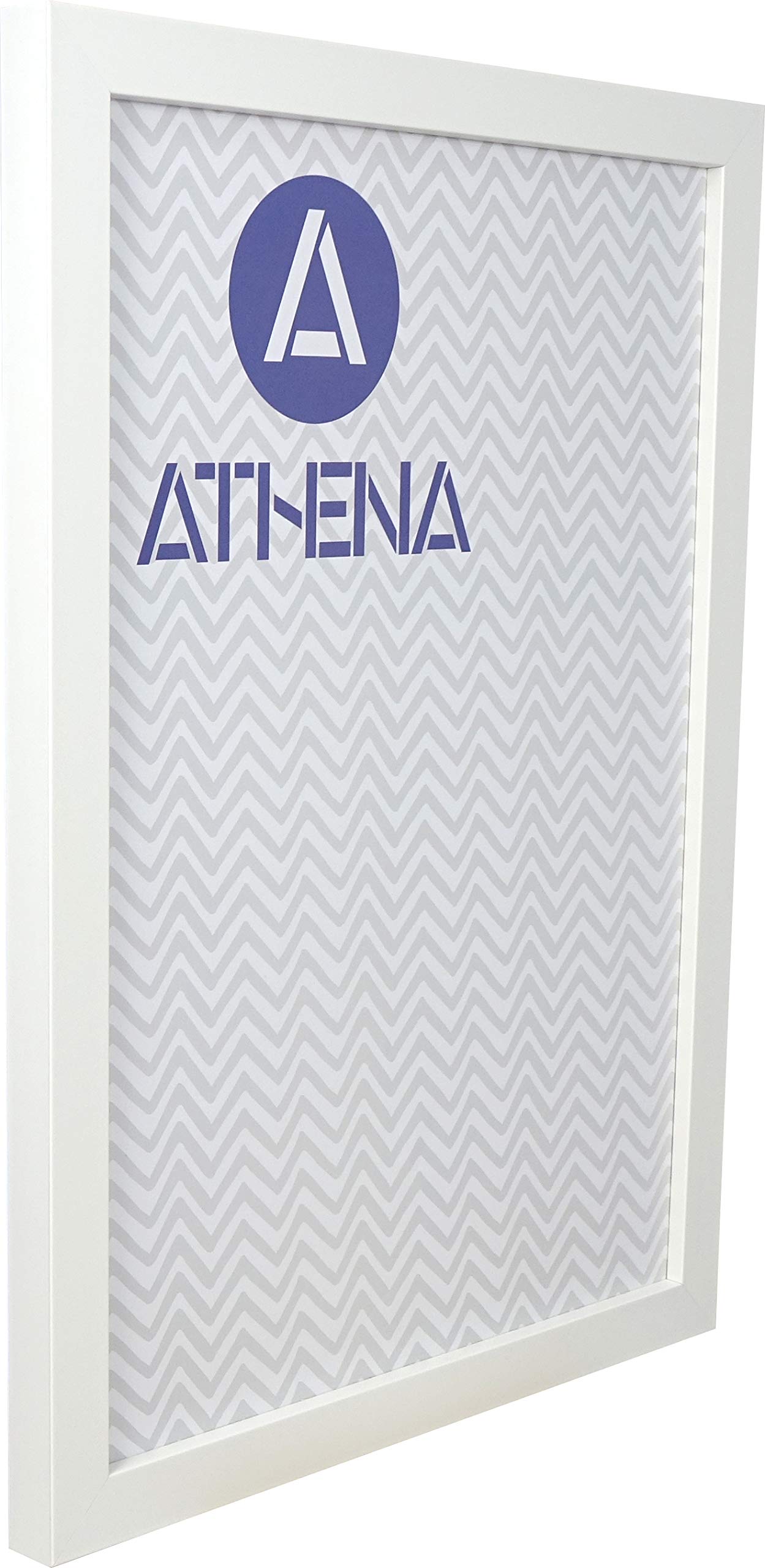 Athena Matt White Block Premium Wood Picture Frame A2-42 x 59.4 cm A2 Frame - Photo Frame - A2 Frame Matt White with Clear Styrene Sheet & Wall Mounted Hook – 59.4 x 42 cm