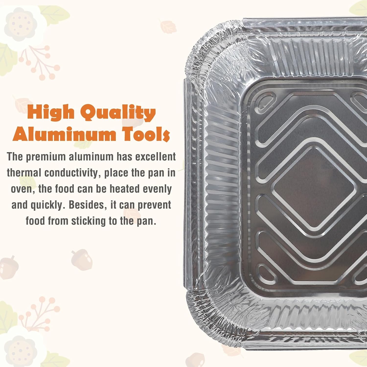 MorTime 40 Pcs Thanksgiving Foil Pans with Lids, Disposable Foil Food Containers with Harvest Themed Cardboard Covers, Aluminum Foil Baking Pan Cake Pans for Cooking, Heating, Roasting image 3