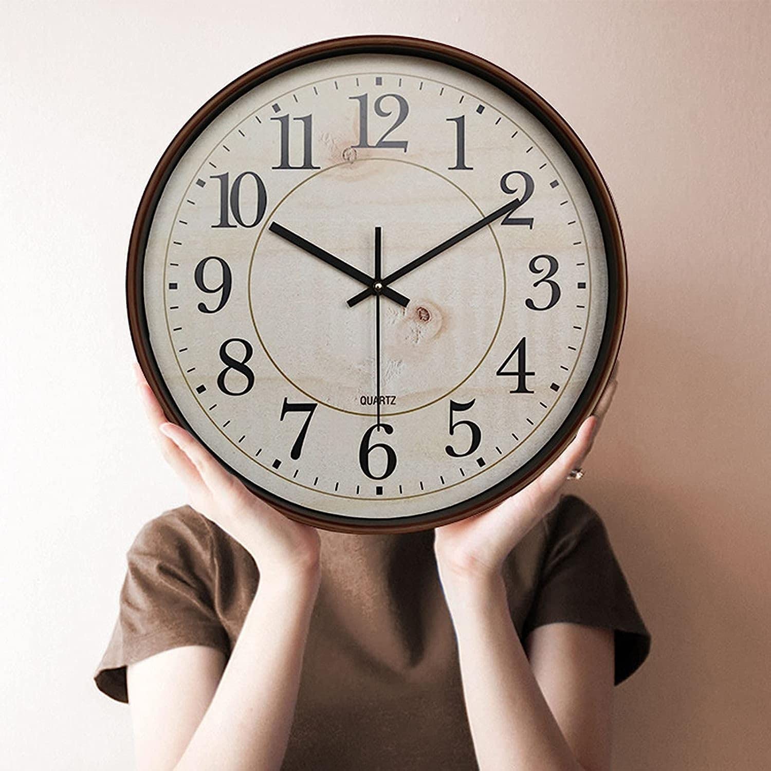 XJBTBA Horloge Murale intérieure extérieure, 12 Pouces, étanche à la poussière, sans tic-tac, Horloge à Quartz à Piles pour Cuisine/Salle de Bain/Douche/Piscine/terrasse/extérieur