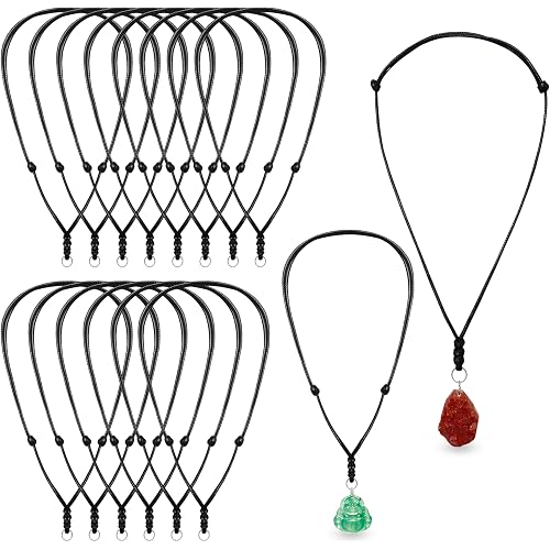 Philbinden 20Pcs Vintage Black Necklace Cord Rope Adjustable Double Knotted Handmade Craft Necklaces With Metal Ring for Hanging Pendants,14-26 Inches Thick 2 MM