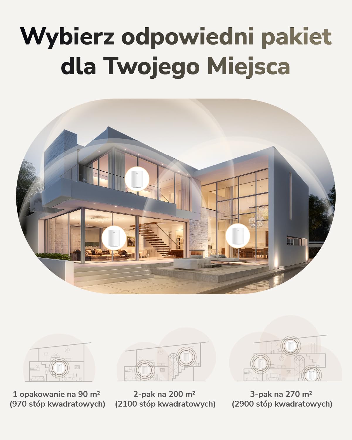 Cudy Dwuzakresowy system BE3600 WiFi 7 Wi-Fi, 3,6 Gb/s 160 MHz, zasięg do 100 m², 3 porty gigabitowe, kompatybilny z wieloma VPN, sterowanie aplikacją Cudy (M3600 1 opakowanie)