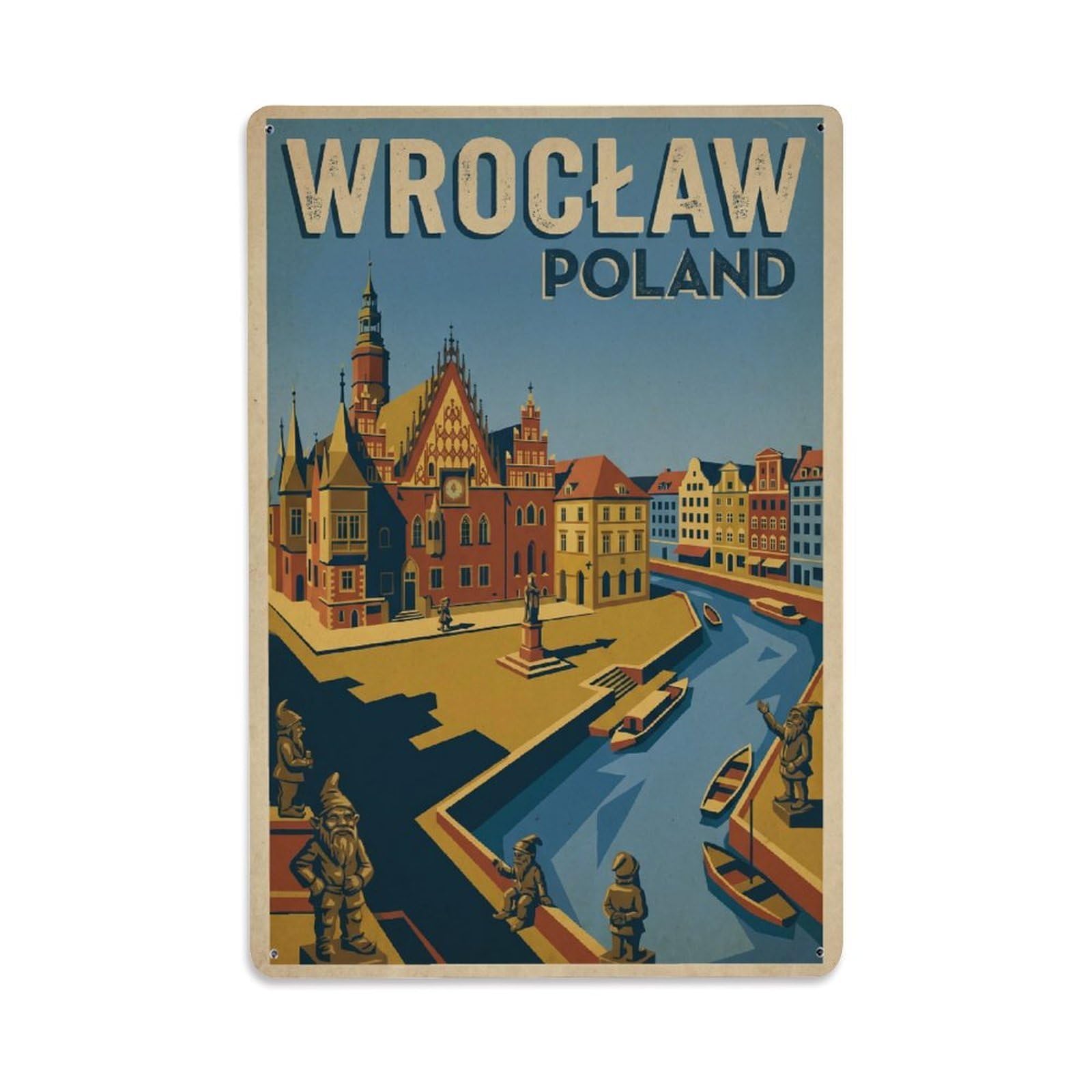 Retro Poland Wroclaw Travel Metal Tin Sign