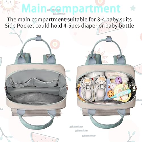 Miniatura 7 de Legestori Mochila para pañales, bolsa de pañales para bebé, bolsa de pañales rosa grande, mochila de regalo para niñas, Verde, Casual