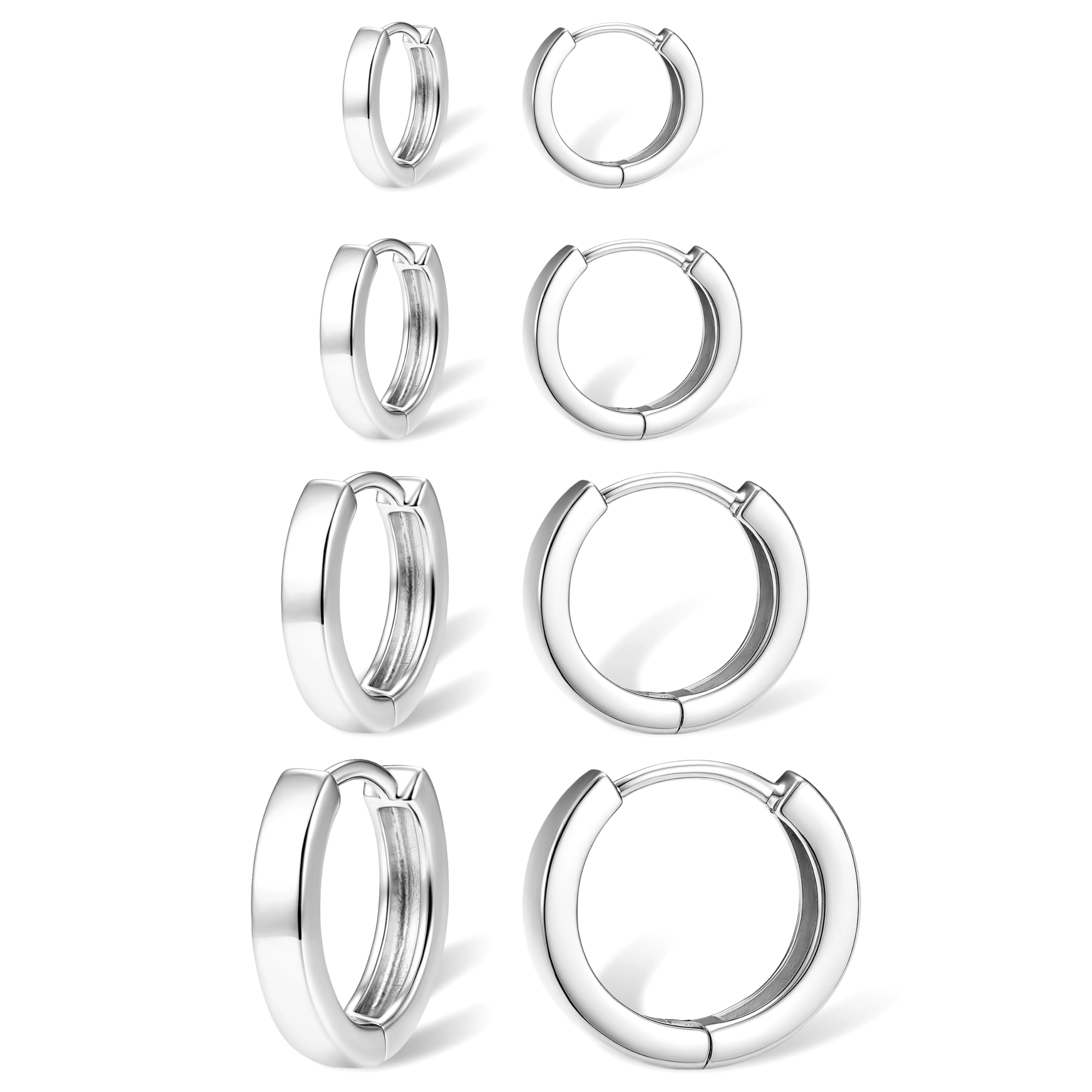 Small Gold Huggie Hoop Earrings Set for Women Men Hypoallergenic 14K Plated Stack Cartilage Earrings, Sterling Silver Multiple Piercing Lightweight Mini Thin Cute Dainty Trendy Jewelry Gifts for Women