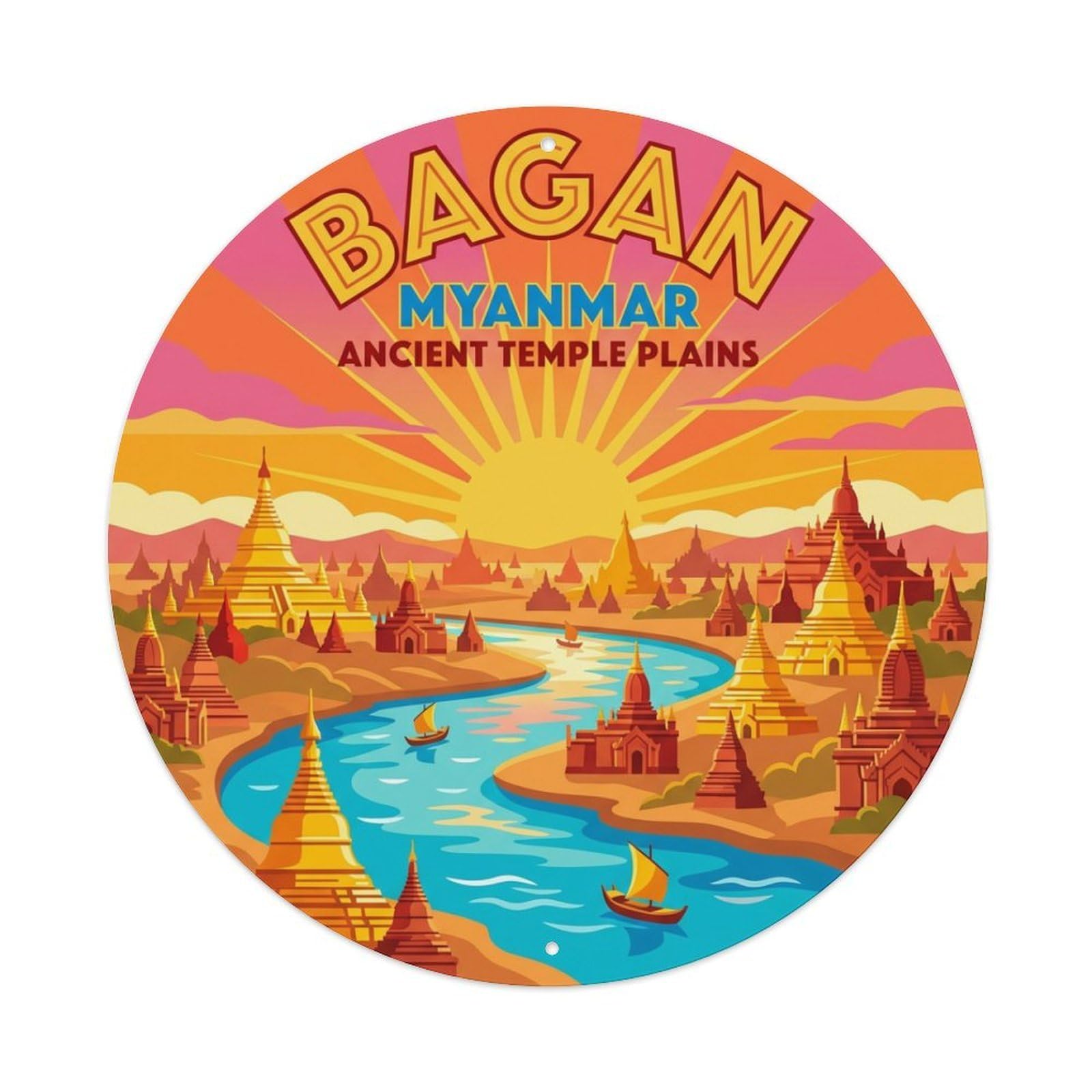 Travel Retro Myanmar Bagan Metal Tin Sign