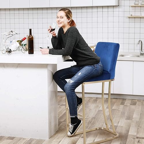 Miniatura 2 de MAISON ARTS Taburete de bar de altura de 24 pulgadas con respaldo para mostrador de cocina taburete tapizado moderno de piel sintética silla de bar