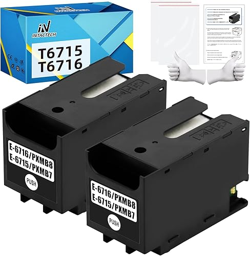 Caja de mantenimiento T6715 T6716 Reemplazo para caja de mantenimiento de tinta T671500/T671600 Trabajo para EPSON Workforce Pro WF-4740 WF-4730