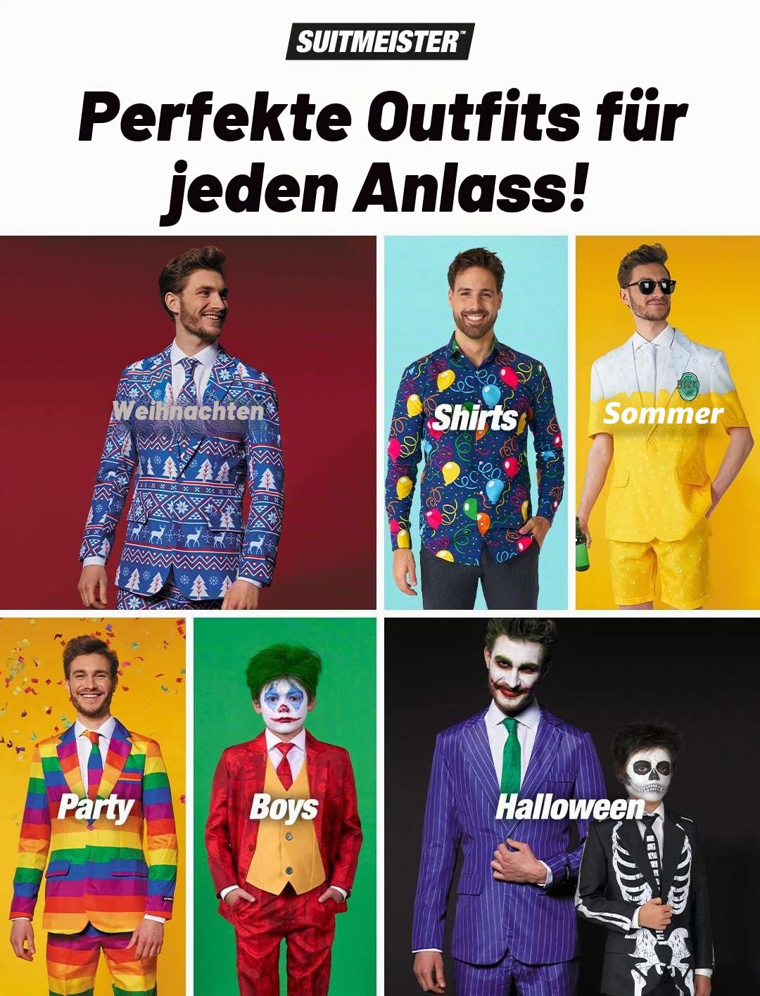 Suitmeister Herren-Anzug mit Print – perfektes Outfit für jeden Anlass – inklusive Blazer, Hose und Krawatte