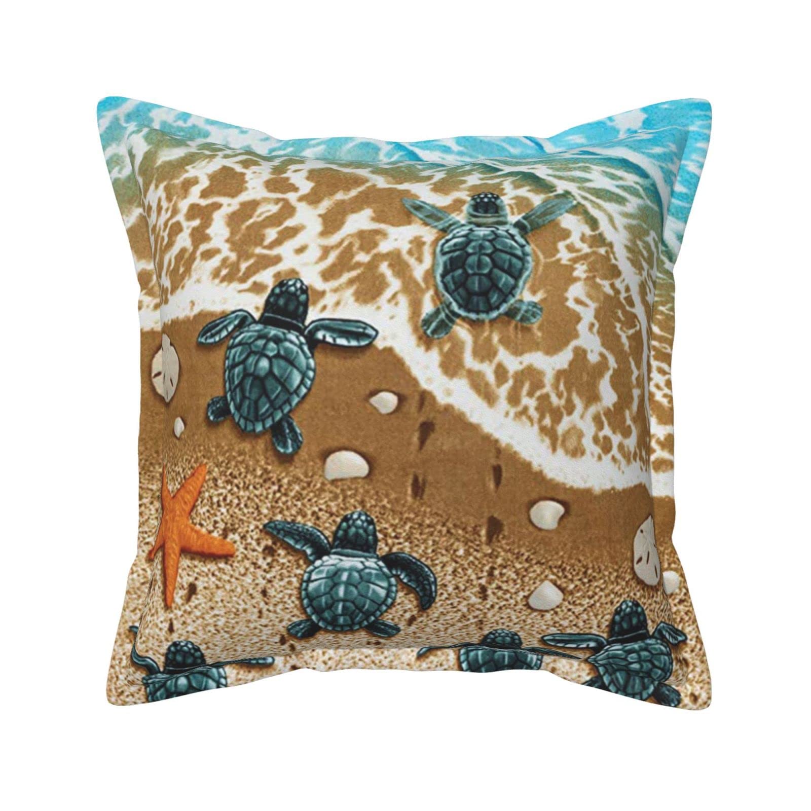 Housse de coussin en cuir luxe tortue de plage protège oreiller chic