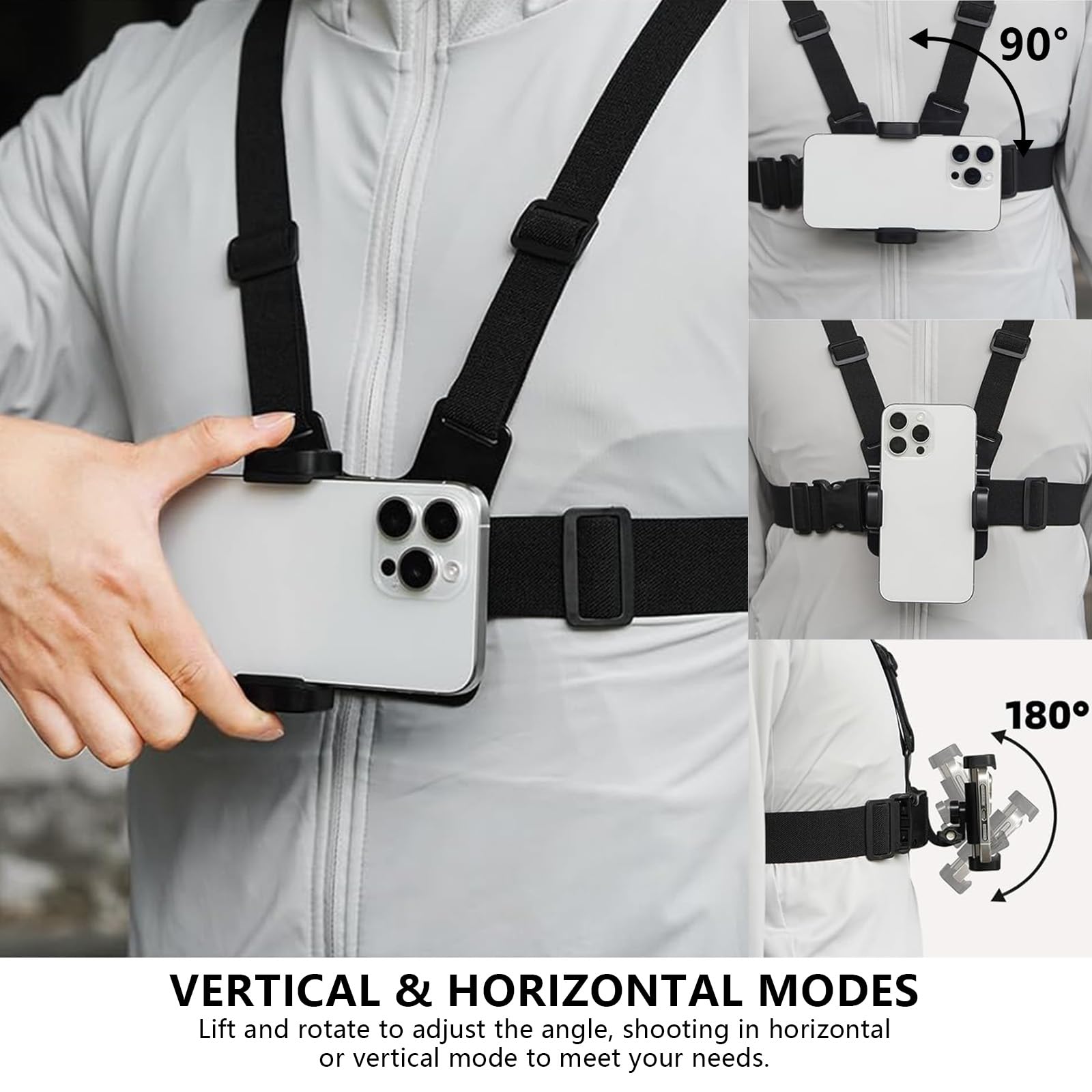 Vamson Pettorale Supporto per telefono Imbracatura per il corpo Cintura di montaggio per GoPro 11 10 DJI Insta360 Sjcam EKEN Drift Action Camera Accessori