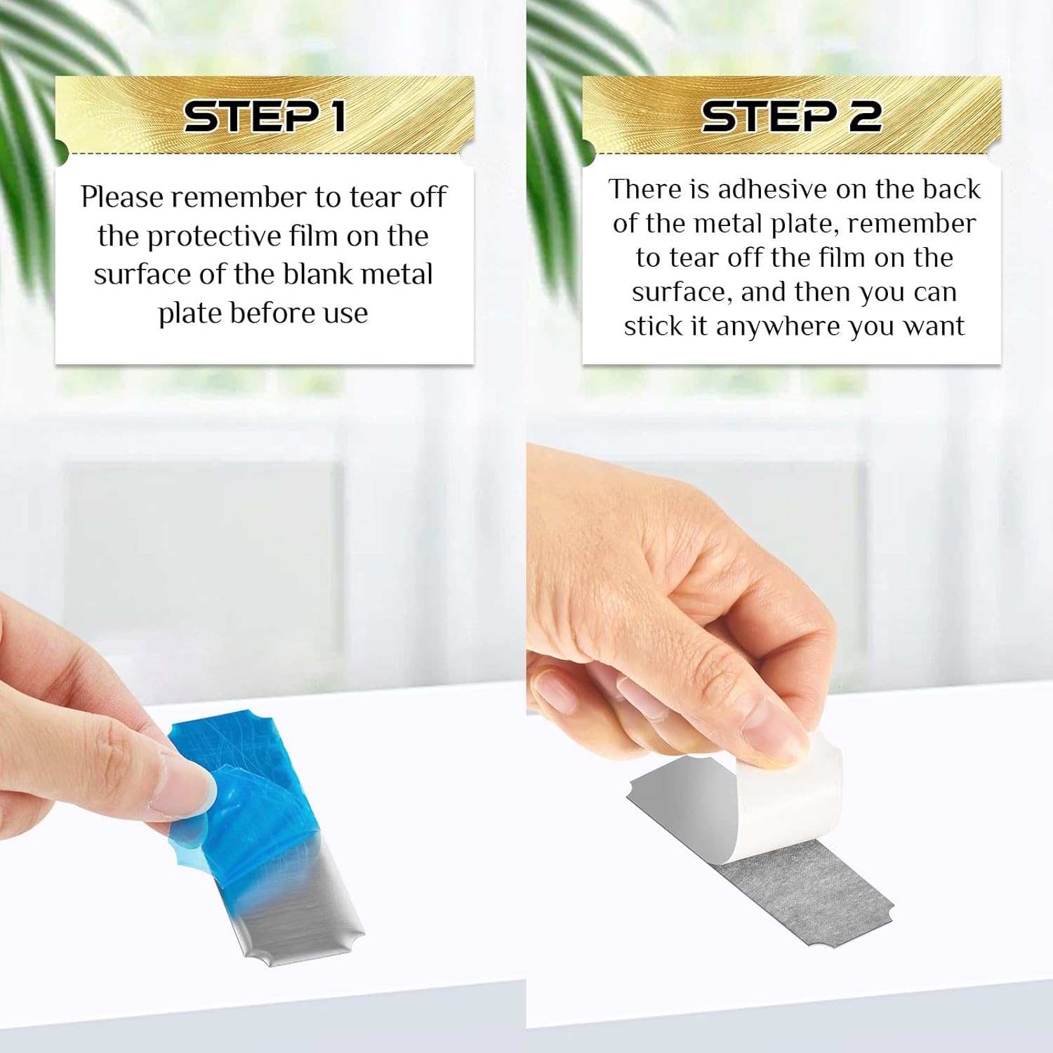 Therwen 30 Pcs Name Plates Laser Engraved Brushed Stainless Steel Plate Personalized Plaque Blank Custom Name Tag Frame Label with Adhesive Backing(Silver,1''x 3'',Notched Corner) - Image 3