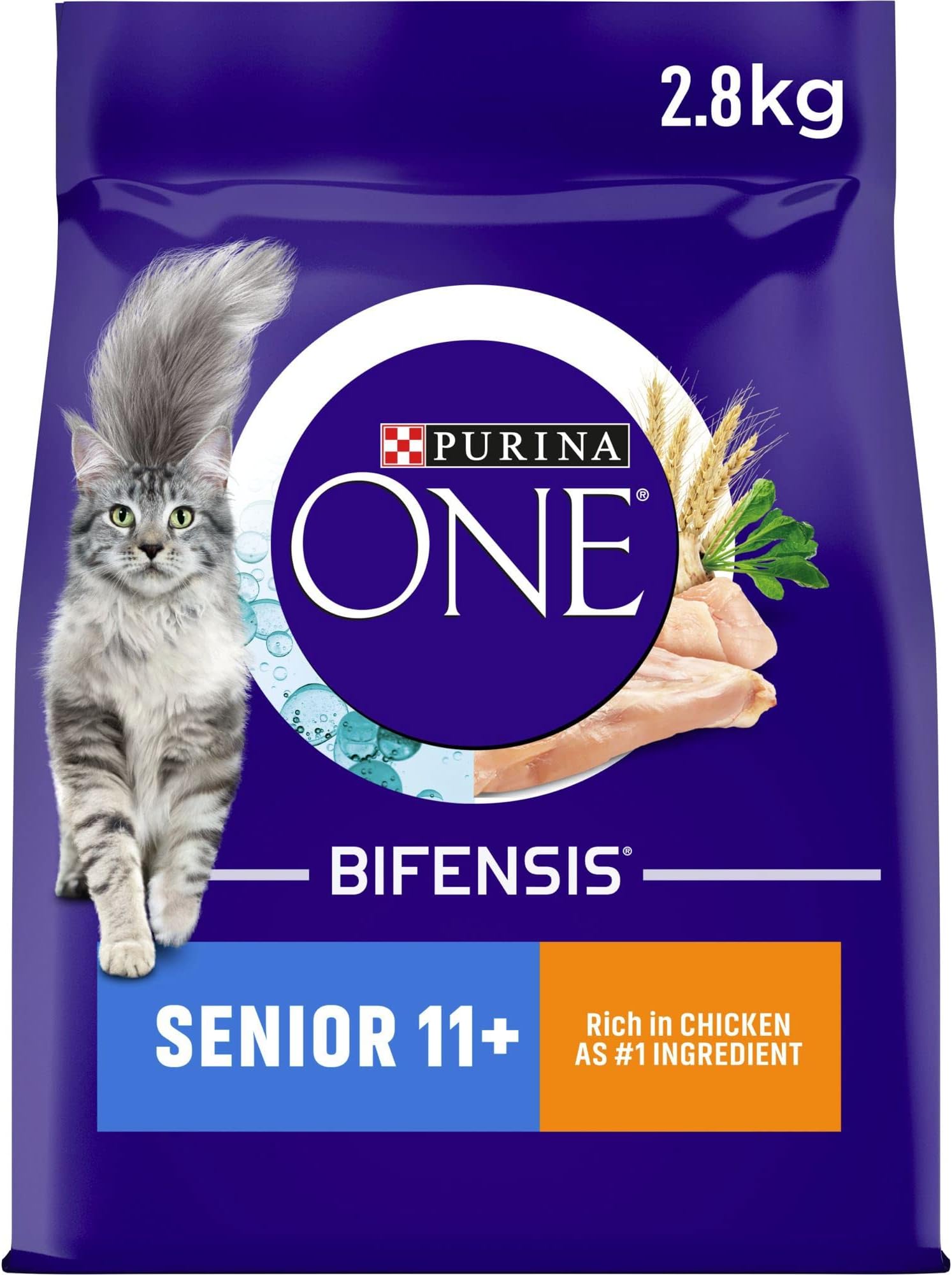 Purina ONE Senior 11+ Cat Food Chicken and Wholegrain 3 kg (Pack of 4-12 kg)