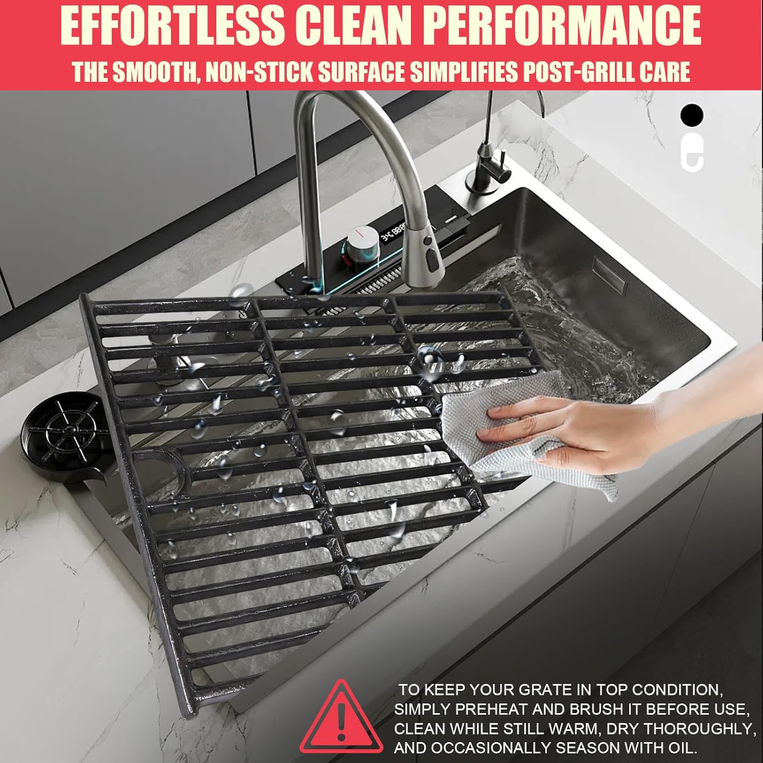 DcYourHome Grill Grates for Royal Gourmet GA5401T Grill Parts, Cast Iron Cooking Grates for Royal Gourmet GA5401T 5-Burner Gas Grill Replacement Grates, 17.2" X 13.43", 2-Pack