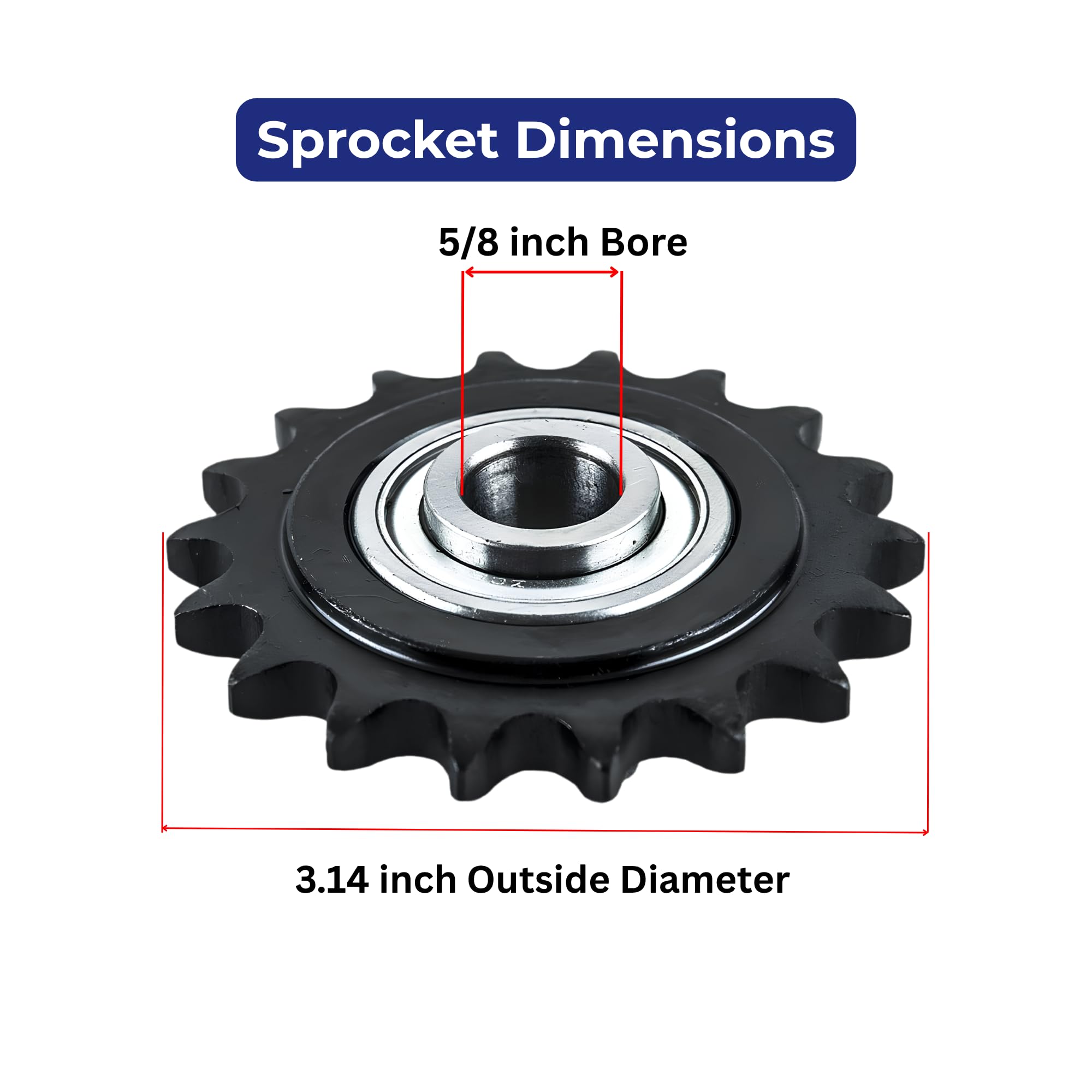 Jeremywell #40 Roller Chain Idler Sprocket, 18 Tooth, 5/8" Bore, Hardened Steel — Amazon image 5