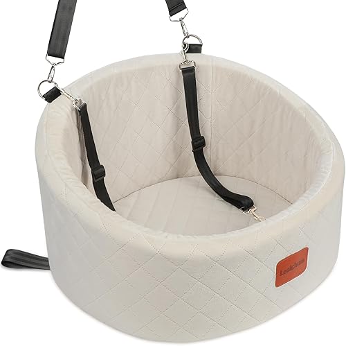 Miniatura 9 de Asiento de automóvil para perros pequeños de hasta 30 libras, relleno de tela ultra suave en espuma viscoelástica cómoda, paseo feliz para mascotas,