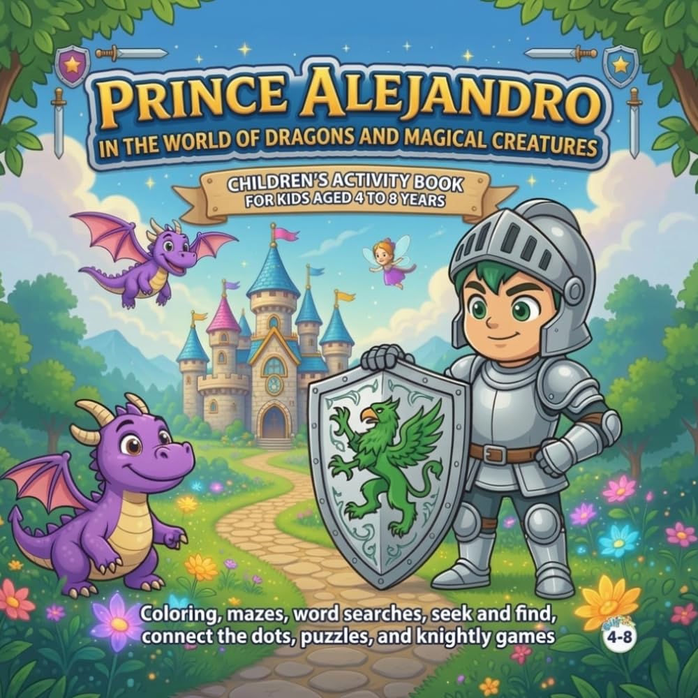 Prince Alejandro in the World of Dragons and Magical Creatures: Activity Book for Kids Ages 4–8 | Coloring, Mazes, Word Searches, Seek and Find, ... (The Magical World of Princesses and Princes)